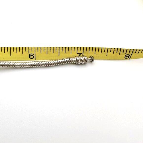 Pandora Sterling Silver Bracelet w/ Red Rhinestone Pave Heart Dangle Charm - Picture 6 of 8